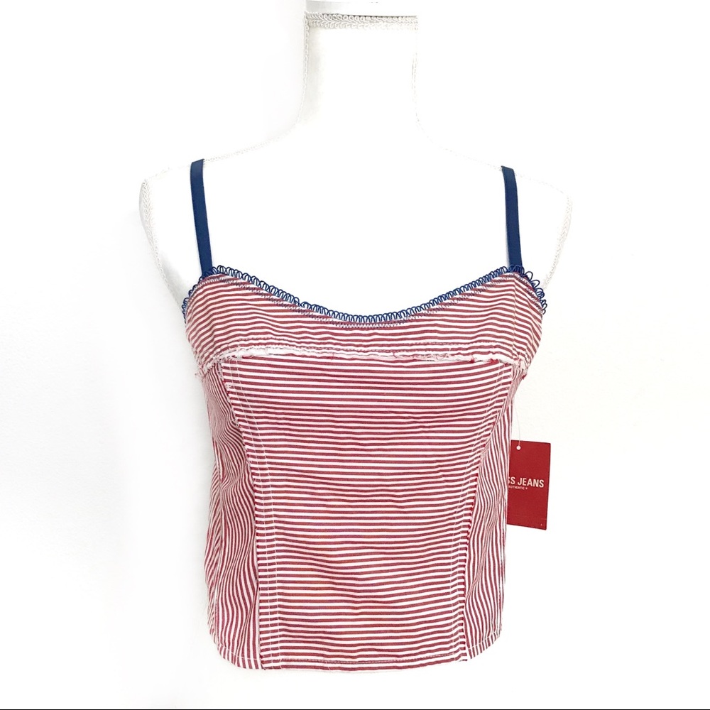 Guess Jeans Striped Corset Style Crop Top